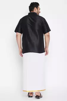 Black plain silk blend dhoti-kurta