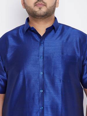 Blue plain silk blend dhoti-kurta 5