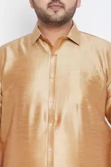 Gold plain silk blend dhoti-kurta