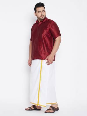 Maroon plain silk blend dhoti-kurta 3