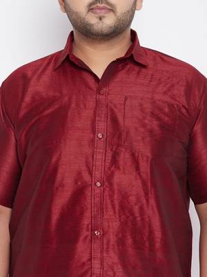 Maroon plain silk blend dhoti-kurta 5