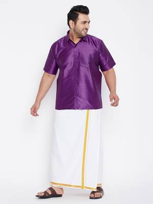 Purple plain silk blend dhoti-kurta 2