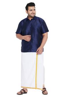 Blue plain silk blend dhoti-kurta