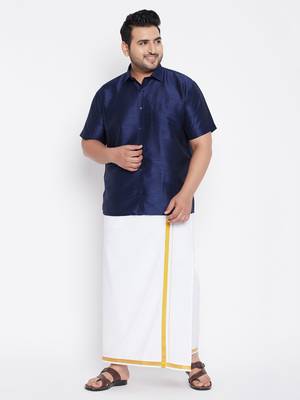 Blue plain silk blend dhoti-kurta 2