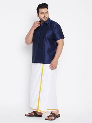 Blue plain silk blend dhoti-kurta 3