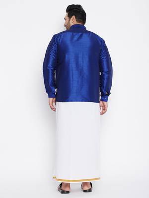 Blue plain silk blend dhoti-kurta 4