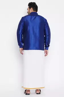 Blue plain silk blend dhoti-kurta