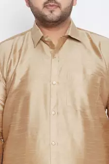 Gold plain silk blend dhoti-kurta