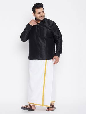 Black plain silk blend dhoti-kurta 2