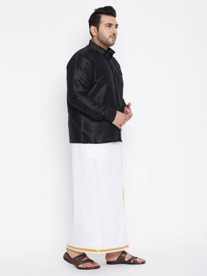 Black plain silk blend dhoti-kurta 3