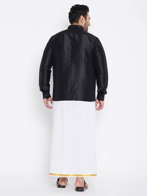 Black plain silk blend dhoti-kurta 4