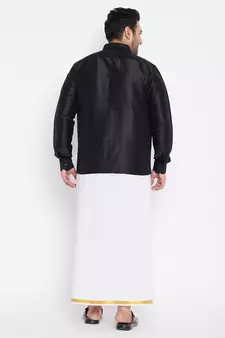 Black plain silk blend dhoti-kurta