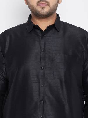 Black plain silk blend dhoti-kurta 5