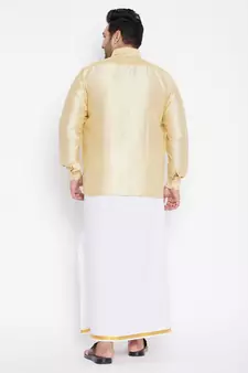 Gold plain silk blend dhoti-kurta