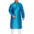 Turquoise And Cream Silk Blend Kurta Pyjama Set