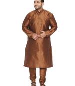 Coffee Brown Silk Blend Kurta Pyjama Set