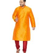 Orange And Maroon Silk Blend Kurta Pyjama Set