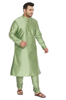 Men'S Mint Green Silk Blend Kurta Pyjama Set