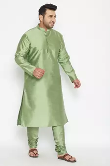 Men'S Mint Green Silk Blend Kurta Pyjama Set