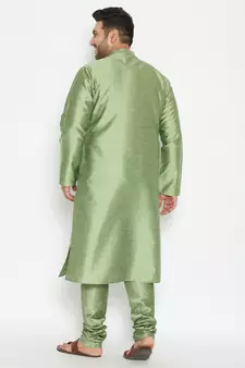 Men'S Mint Green Silk Blend Kurta Pyjama Set
