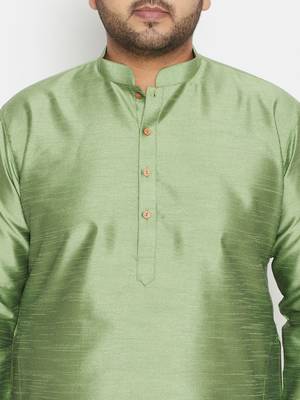 Men'S Mint Green Silk Blend Kurta Pyjama Set 5