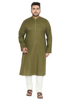Mint Green And Cream Cotton Blend Kurta Pyjama Set 1