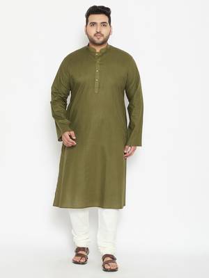 Mint Green And Cream Cotton Blend Kurta Pyjama Set 2