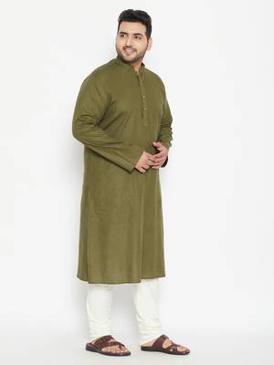Mint Green And Cream Cotton Blend Kurta Pyjama Set 3