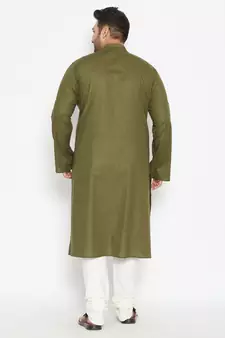 Mint Green And Cream Cotton Blend Kurta Pyjama Set