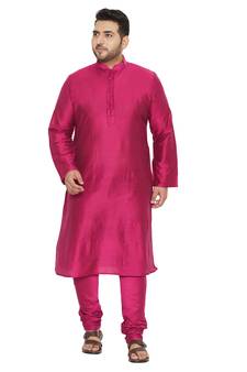 Men'S Fushia Pink Viscose Blend Kurta Pyjama Set