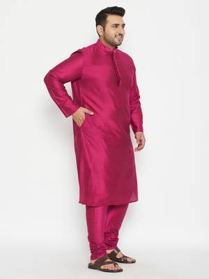 fushia pink viscose blend kurta 3