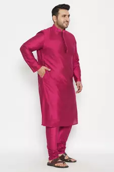 fushia pink viscose blend kurta