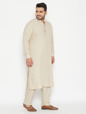 Men'S Green Cotton Blend Pathani Kurta Set 3