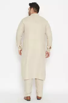 Men'S Green Cotton Blend Pathani Kurta Set