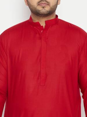 Maroon Plain Blended Cotton Pathani-Suits 5