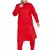 Men'S Red Cotton Blend Pathani Kurta Set