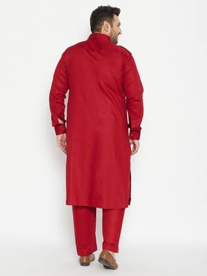 Maroon Cotton Blend Pathani Kurta Set 4