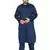 Men'S Blue Cotton Blend Pathani Kurta Set