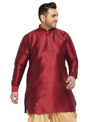Maroon Silk Blend Kurta 1
