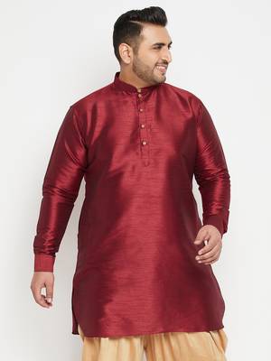 Maroon Silk Blend Kurta 2