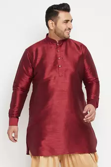 Maroon Silk Blend Kurta