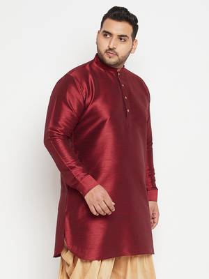 Maroon Silk Blend Kurta 3
