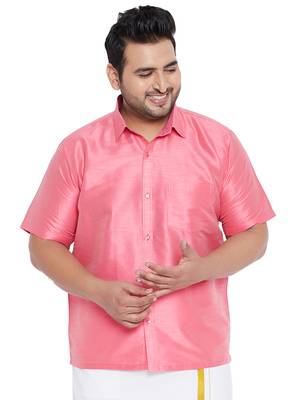Pink Silk Blend Ethnic Shirt 1