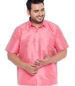 Pink Silk Blend Ethnic Shirt