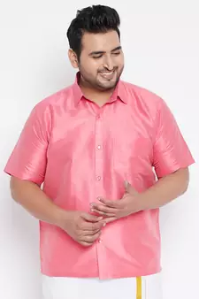 Pink Silk Blend Ethnic Shirt