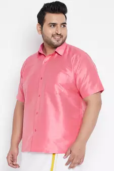 Pink Silk Blend Ethnic Shirt