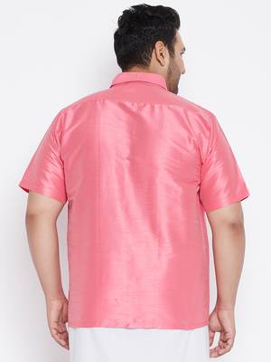 Pink Silk Blend Ethnic Shirt 4