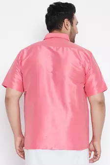 Pink Silk Blend Ethnic Shirt