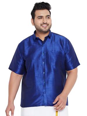 Blue Silk Blend Ethnic Shirt 1