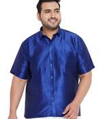 Blue Silk Blend Ethnic Shirt